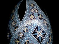 Blue Geometric Ukrainian Easter Egg Pysanky By So Jeo : Pysanky pysanka geometric ukrainian easter egg batik art geometric flowers geometry precision art batik